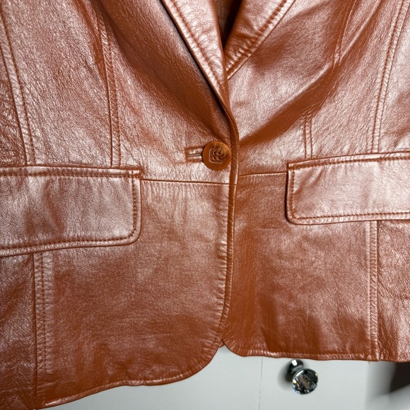 Vintage Orange Iridescent 100% leather Blazer XSmall - Worthington - Picture 3 of 8